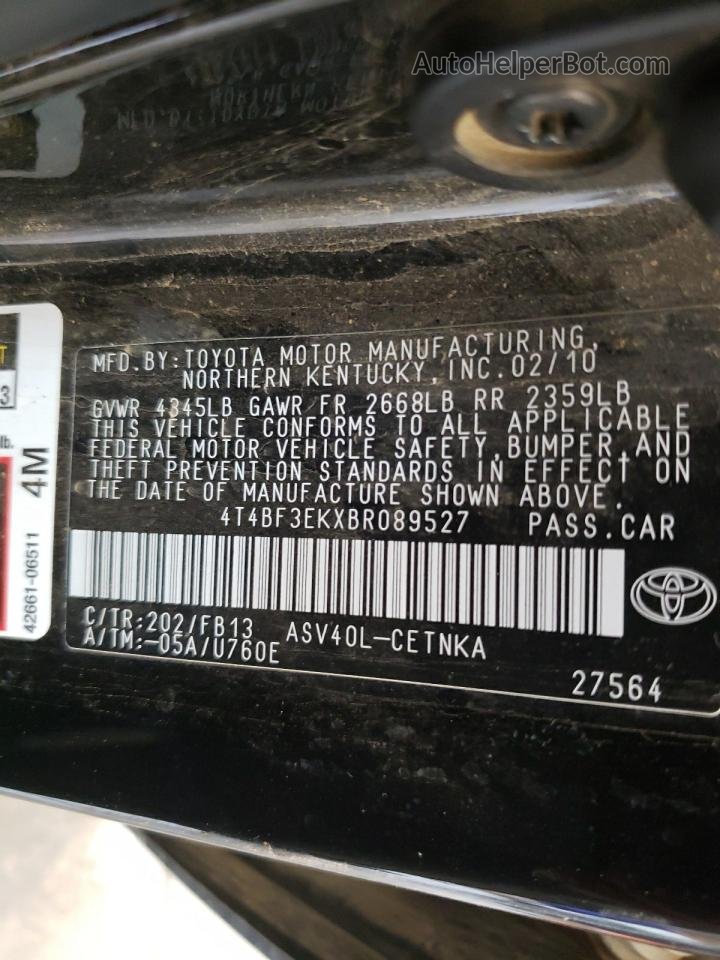 2011 Toyota Camry Base Black vin: 4T4BF3EKXBR089527