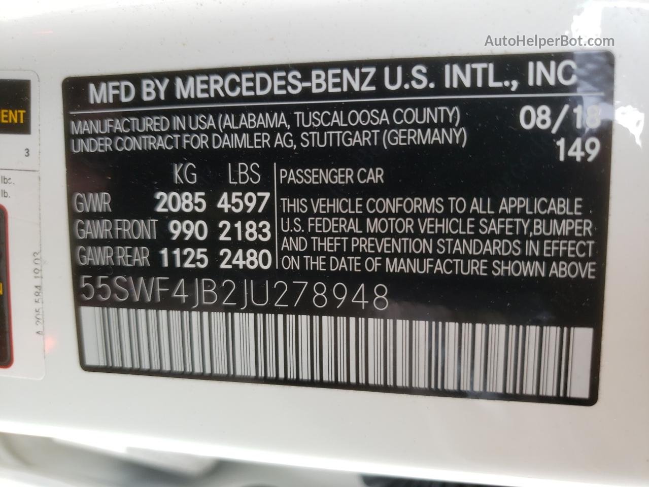 2018 Mercedes-benz C 300 White vin: 55SWF4JB2JU278948