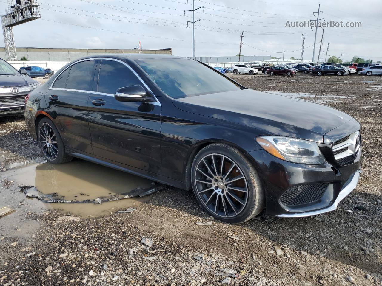 2015 Mercedes-benz C 300 4matic Black vin: 55SWF4KB0FU030378