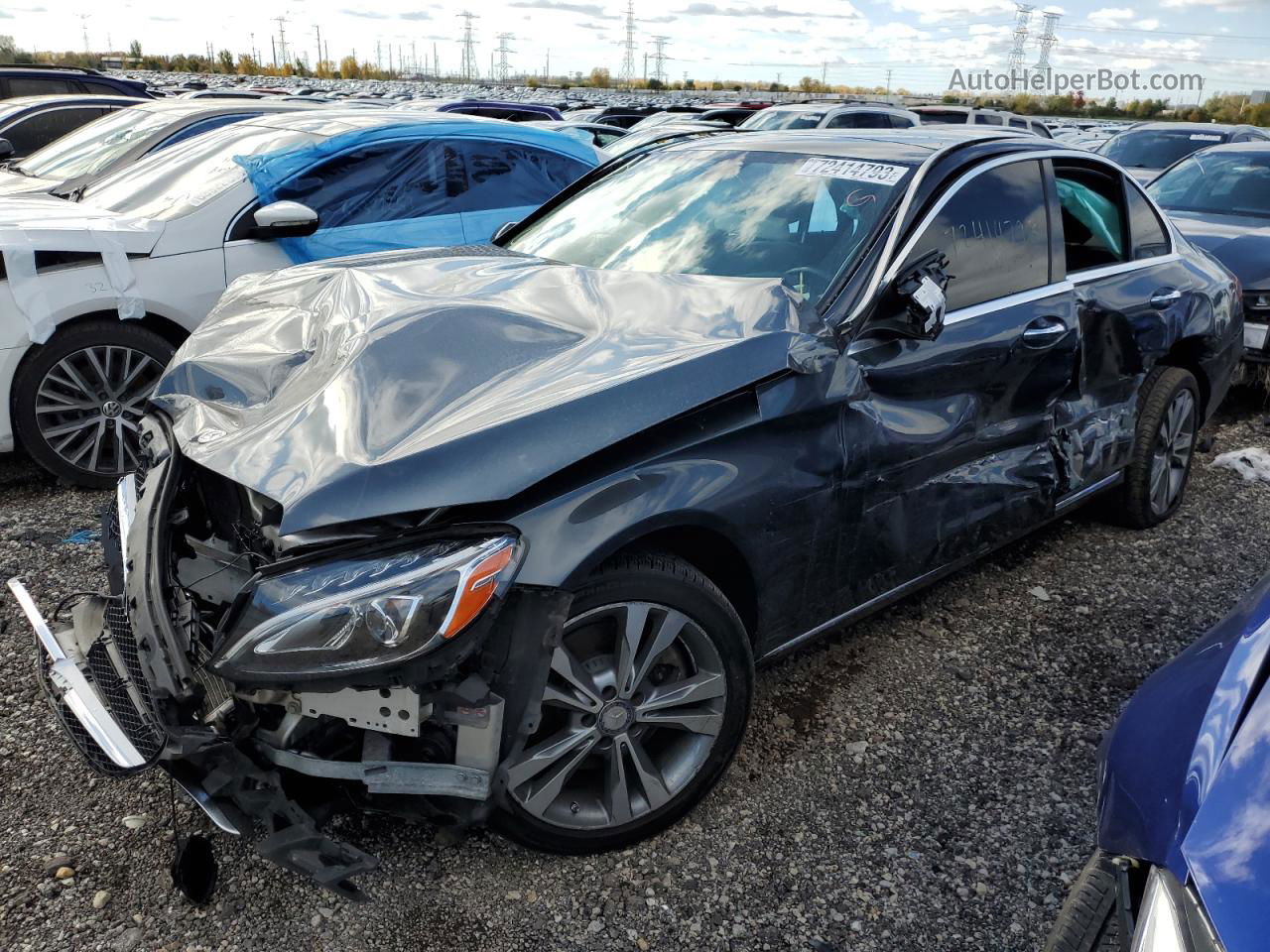 2015 Mercedes-benz C 300 4matic Gray vin: 55SWF4KB0FU066488