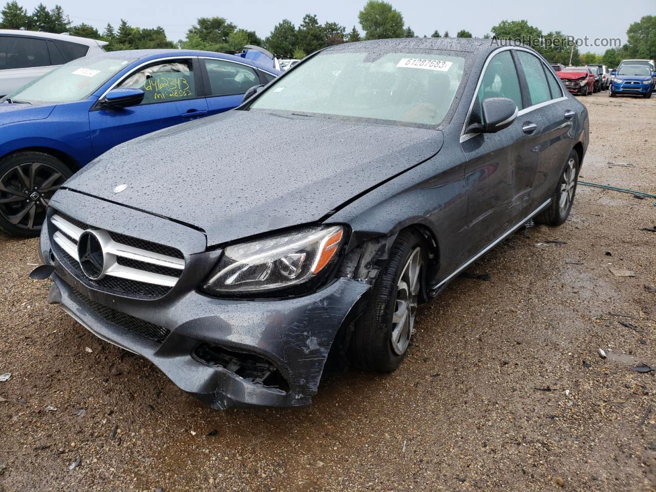 2015 Mercedes-benz C 300 4matic Серый vin: 55SWF4KB0FU084747