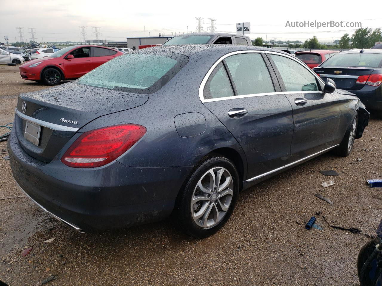 2015 Mercedes-benz C 300 4matic Серый vin: 55SWF4KB0FU084747