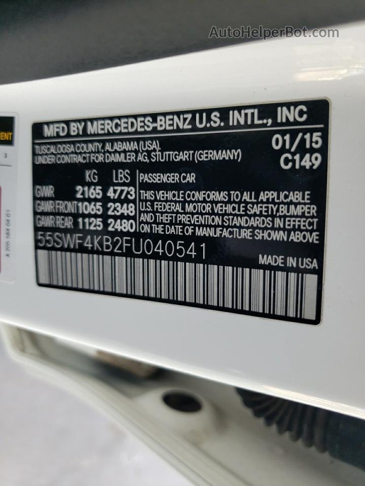 2015 Mercedes-benz C 300 4matic White vin: 55SWF4KB2FU040541