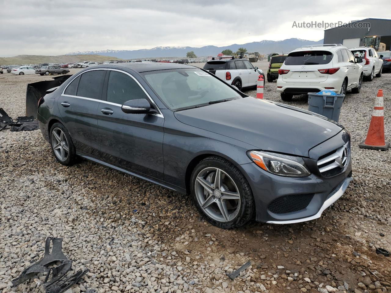 2015 Mercedes-benz C 300 4matic Charcoal vin: 55SWF4KB2FU042547