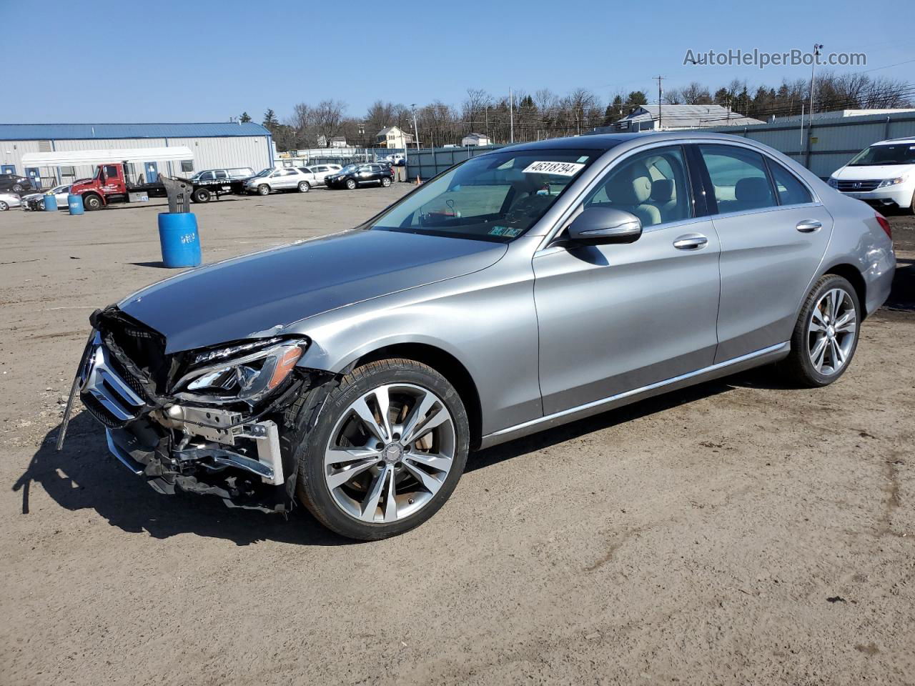 2015 Mercedes-benz C 300 4matic Серый vin: 55SWF4KB2FU047053