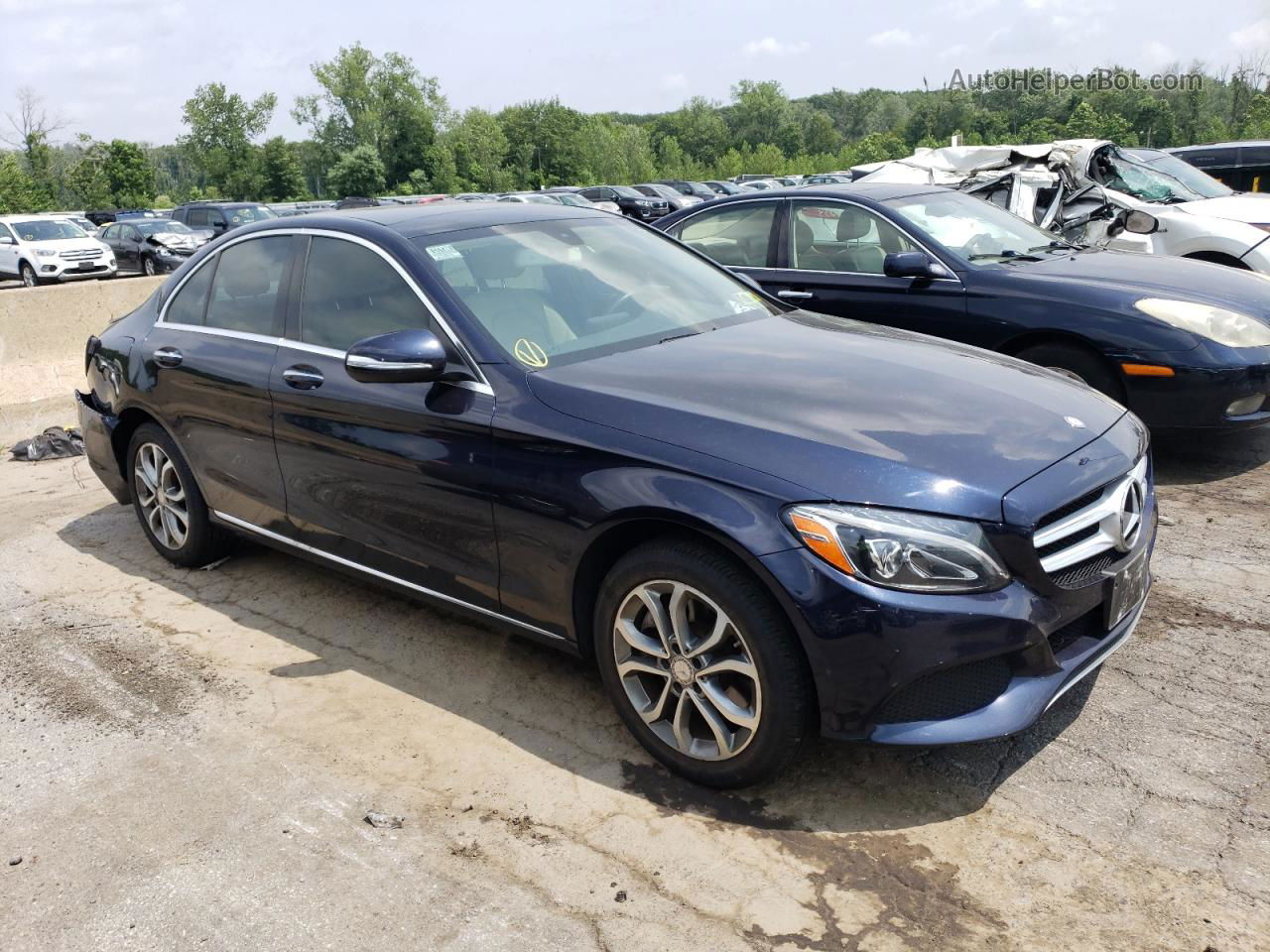 2015 Mercedes-benz C 300 4matic Синий vin: 55SWF4KB2FU054410