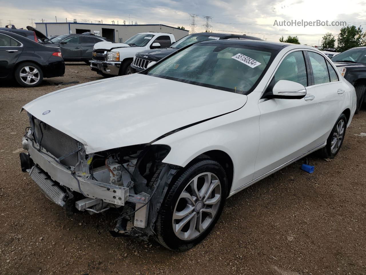 2015 Mercedes-benz C 300 4matic White vin: 55SWF4KB2FU071613