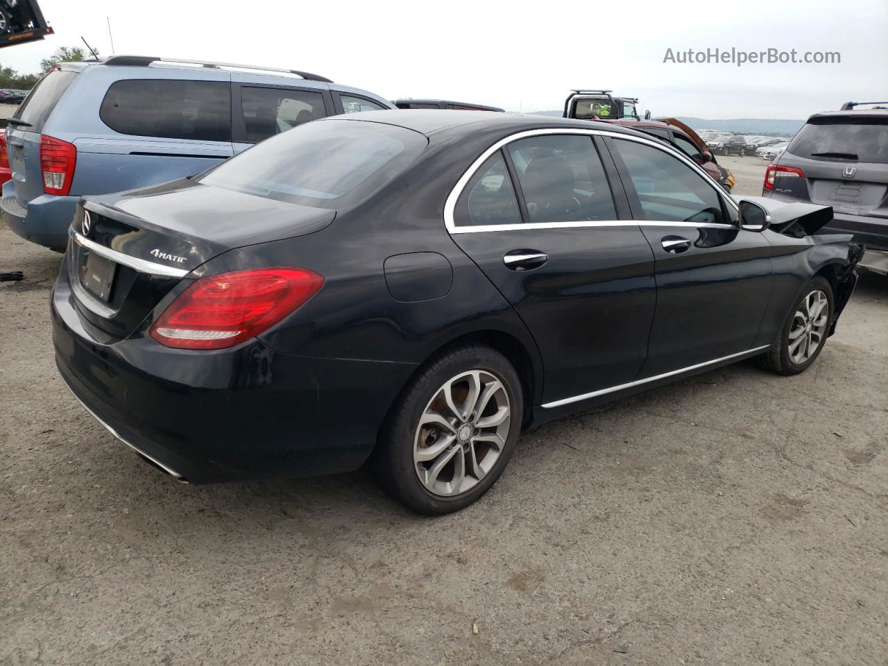 2015 Mercedes-benz C 300 4matic Black vin: 55SWF4KB3FU044761