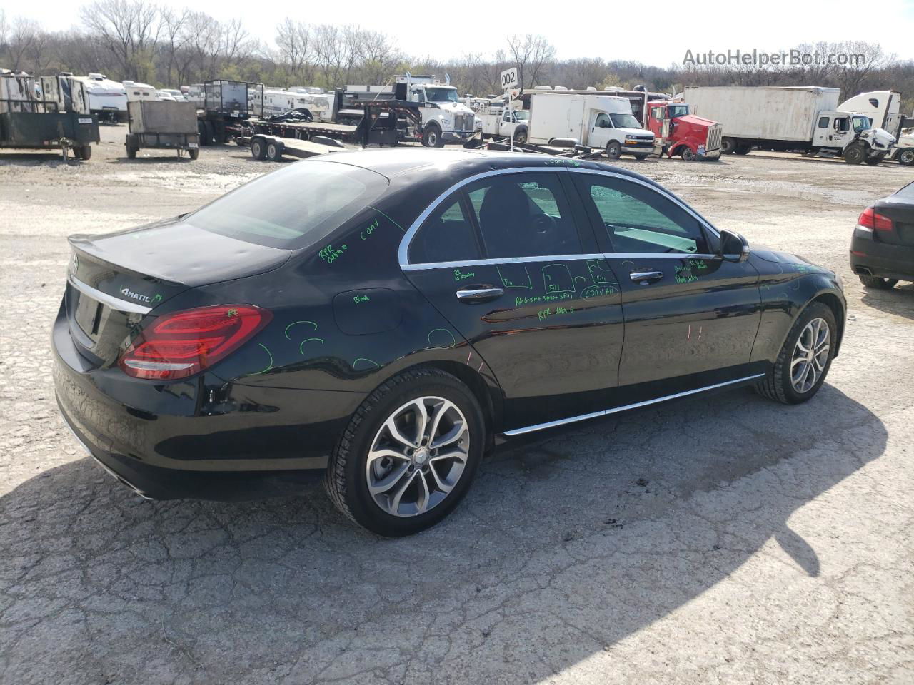 2015 Mercedes-benz C 300 4matic Black vin: 55SWF4KB3FU067070