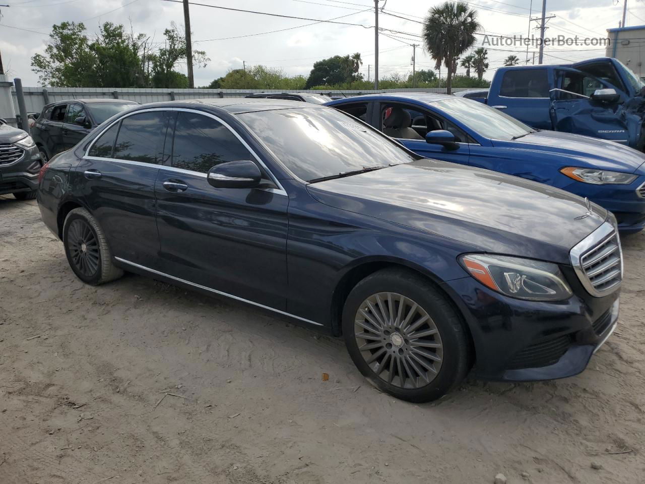 2015 Mercedes-benz C 300 4matic Blue vin: 55SWF4KB4FU024437