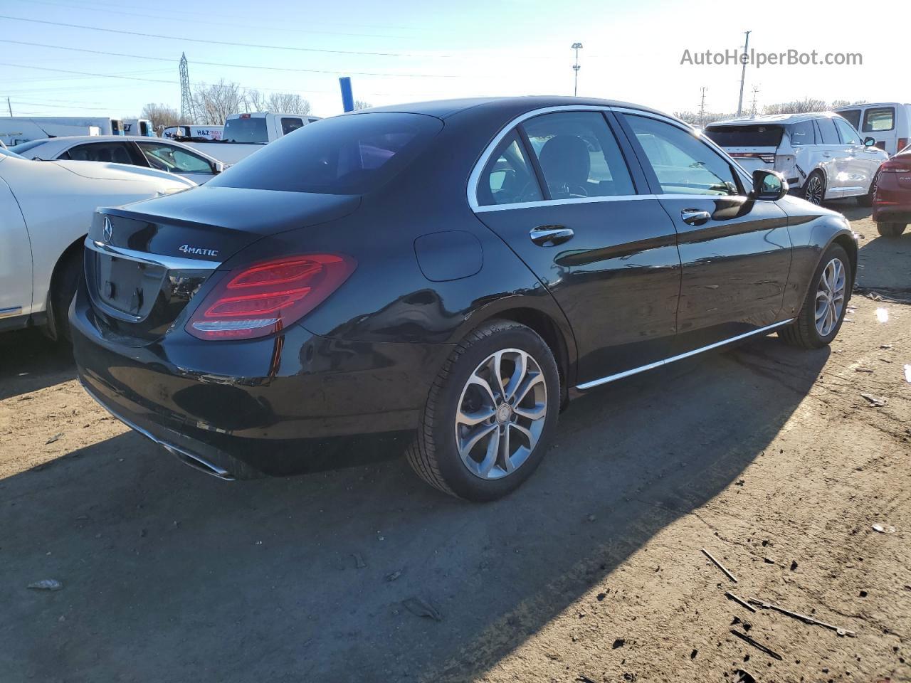 2015 Mercedes-benz C 300 4matic Black vin: 55SWF4KB4FU042243