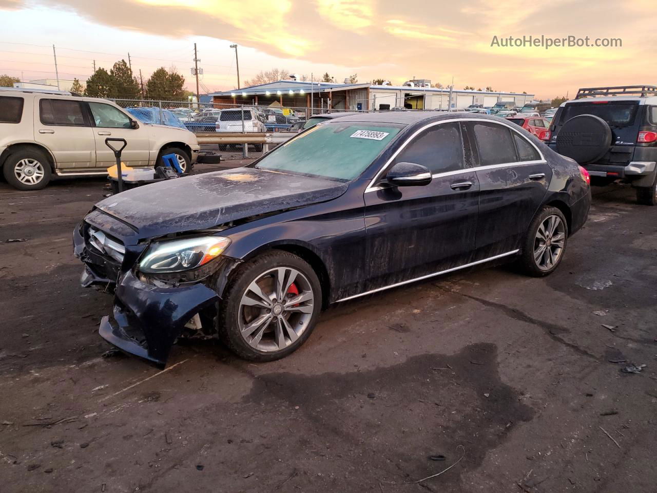 2015 Mercedes-benz C 300 4matic Blue vin: 55SWF4KB4FU095749