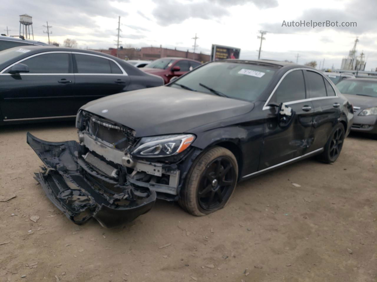 2015 Mercedes-benz C 300 4matic Black vin: 55SWF4KB5FU033762