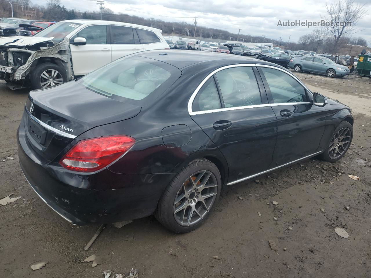 2015 Mercedes-benz C 300 4matic Black vin: 55SWF4KB5FU079916