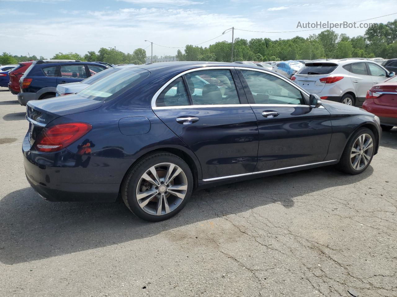 2015 Mercedes-benz C 300 4matic Синий vin: 55SWF4KB6FU004738