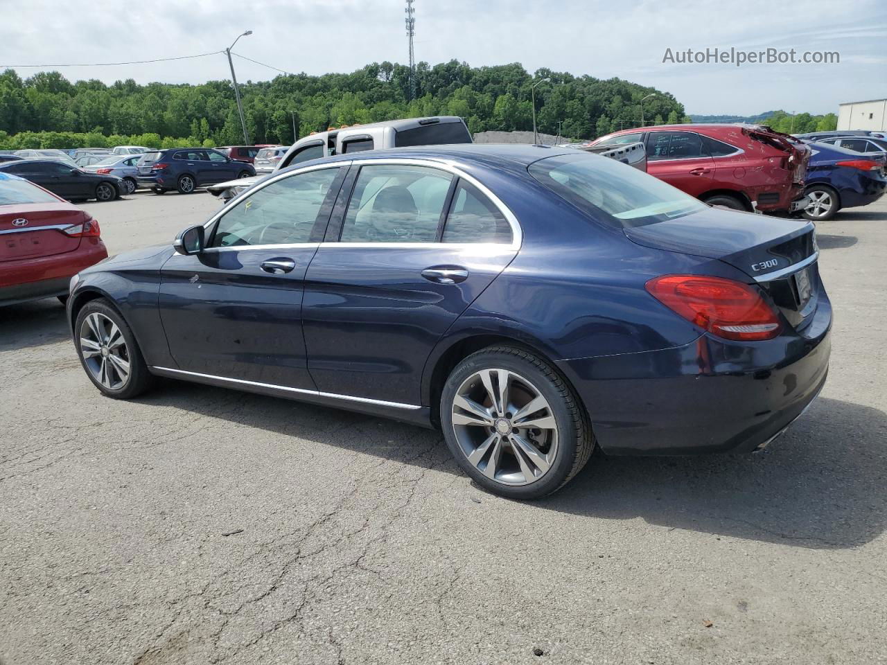 2015 Mercedes-benz C 300 4matic Blue vin: 55SWF4KB6FU004738