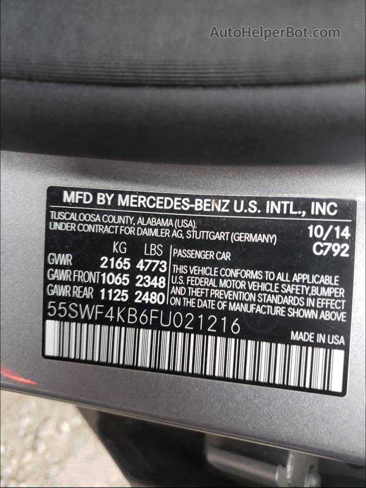 2015 Mercedes-benz C 300 4matic Silver vin: 55SWF4KB6FU021216