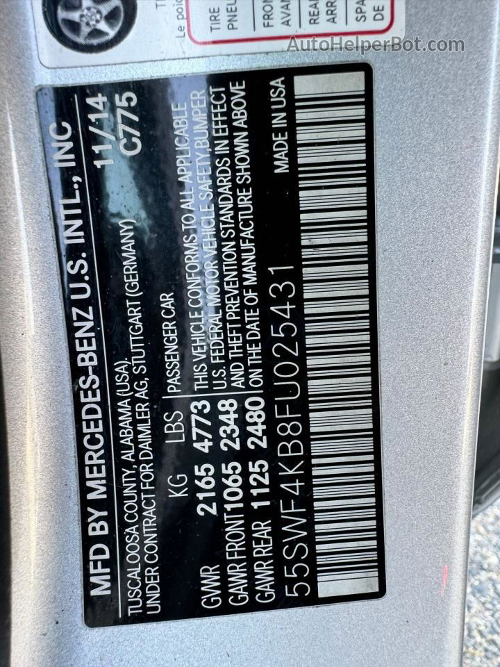 2015 Mercedes-benz C 300 4matic Gray vin: 55SWF4KB8FU025431