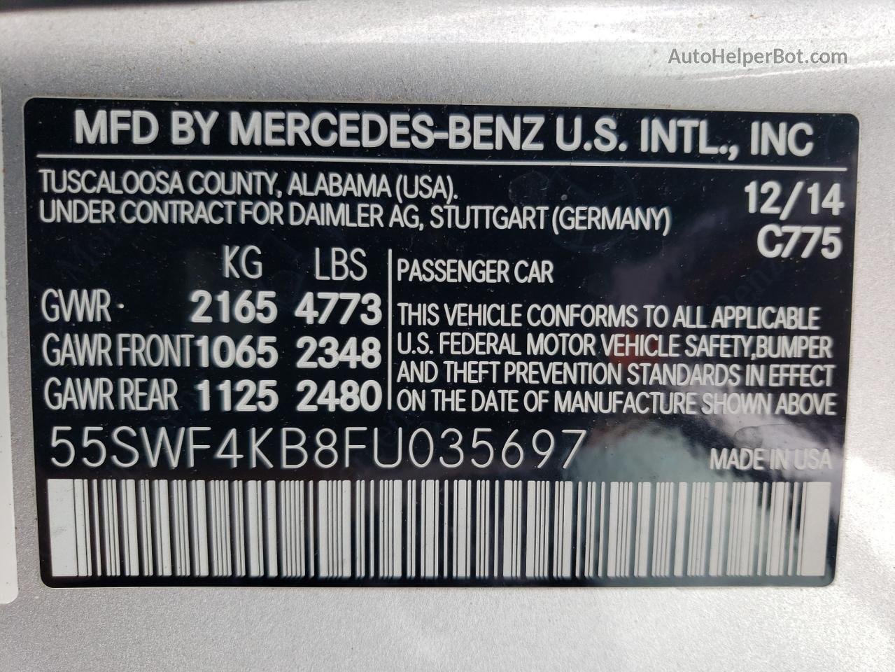 2015 Mercedes-benz C 300 4matic Silver vin: 55SWF4KB8FU035697