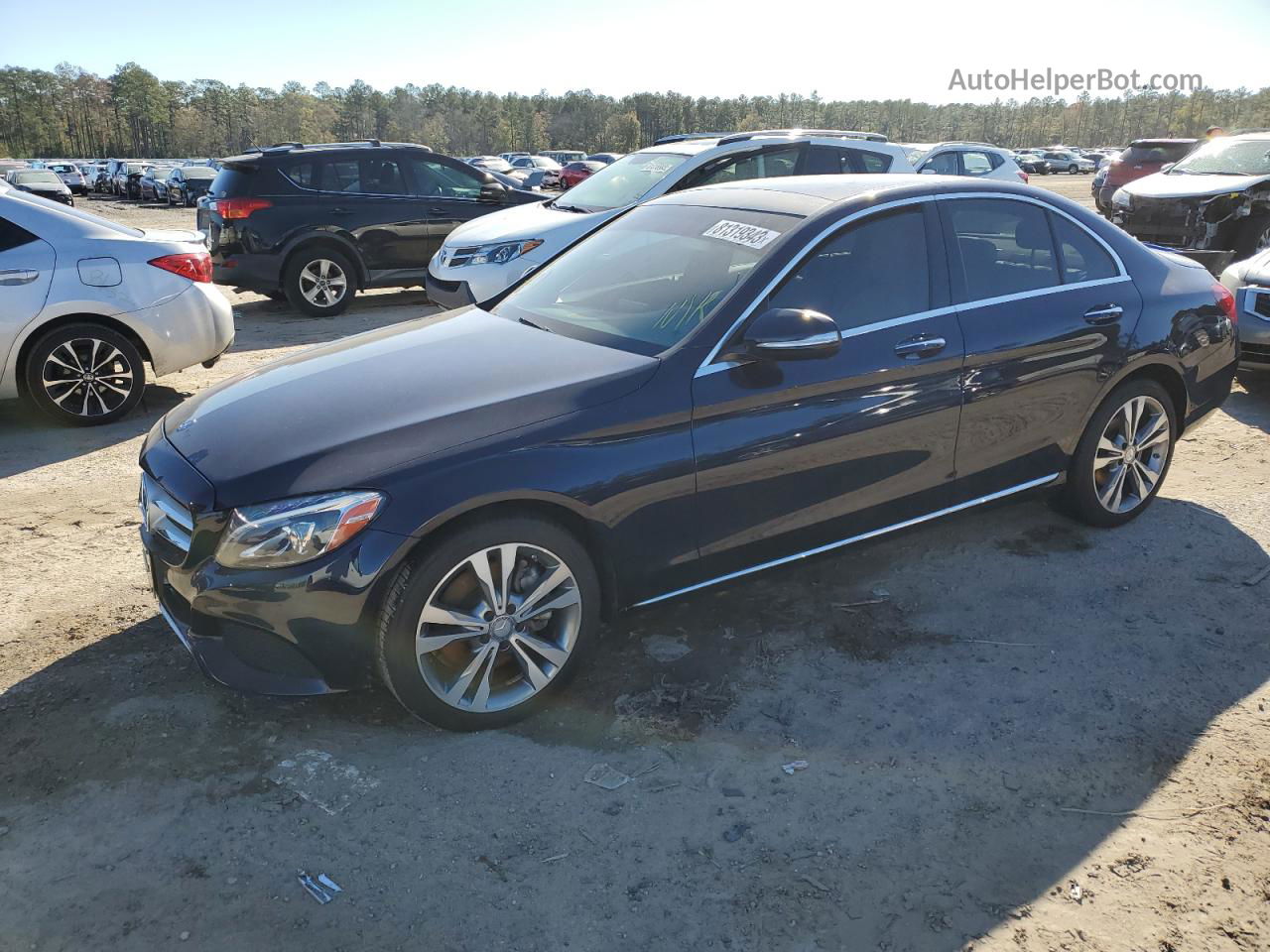 2015 Mercedes-benz C 300 4matic Синий vin: 55SWF4KB8FU096581