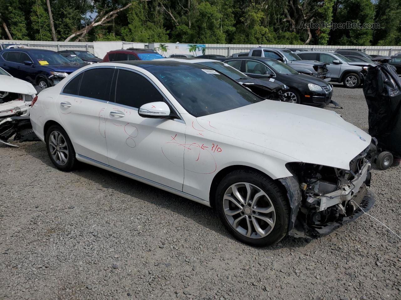 2015 Mercedes-benz C 300 4matic White vin: 55SWF4KB9FU084231