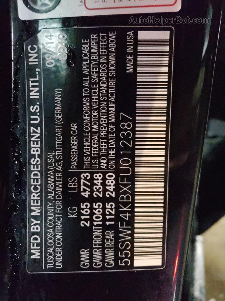 2015 Mercedes-benz C 300 4matic Black vin: 55SWF4KBXFU012387