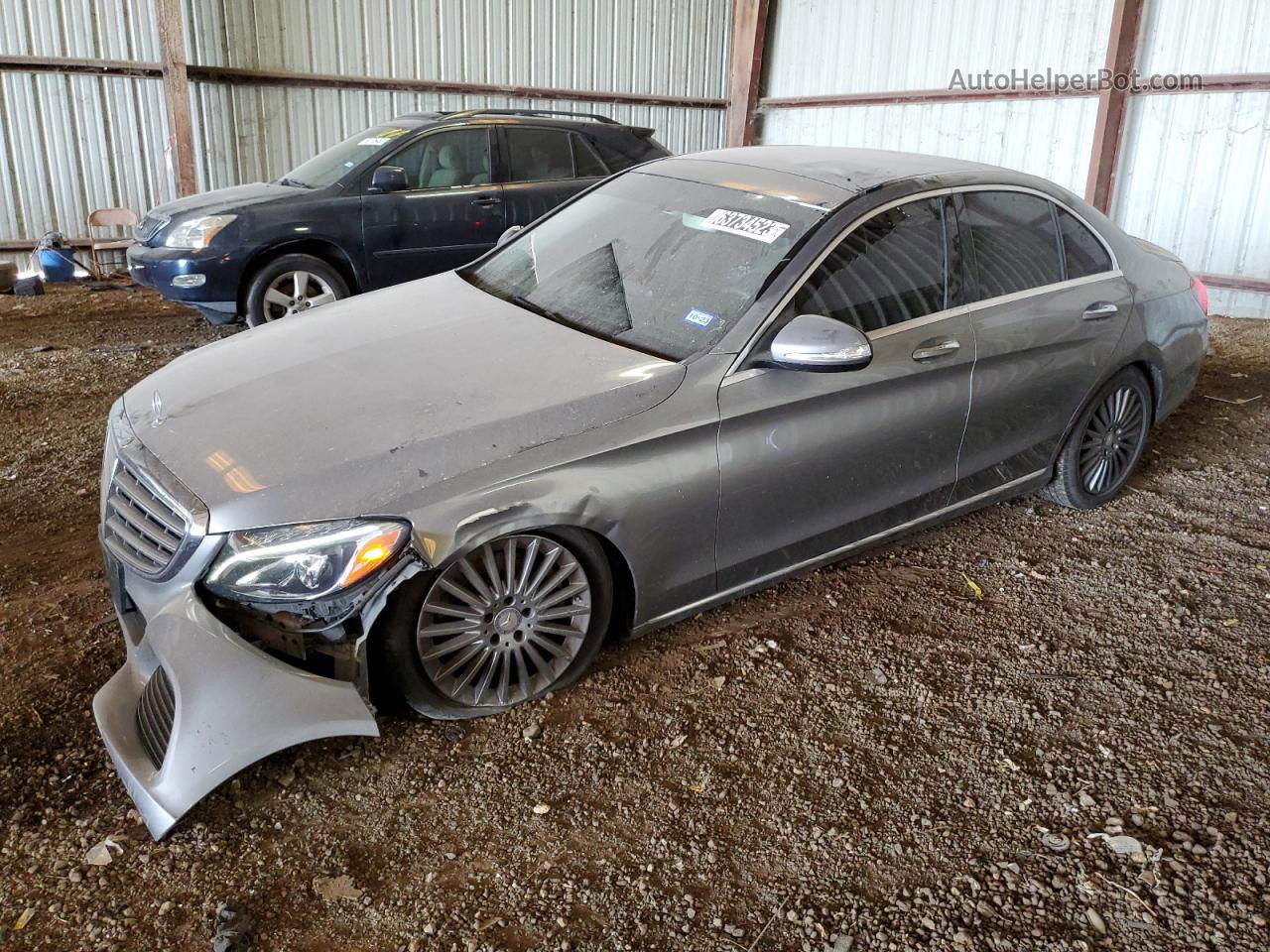 2015 Mercedes-benz C 300 4matic Серый vin: 55SWF4KBXFU036415