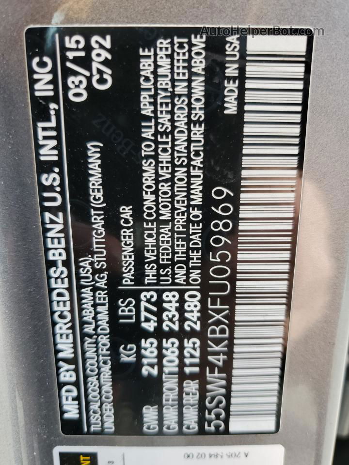 2015 Mercedes-benz C 300 4matic Silver vin: 55SWF4KBXFU059869