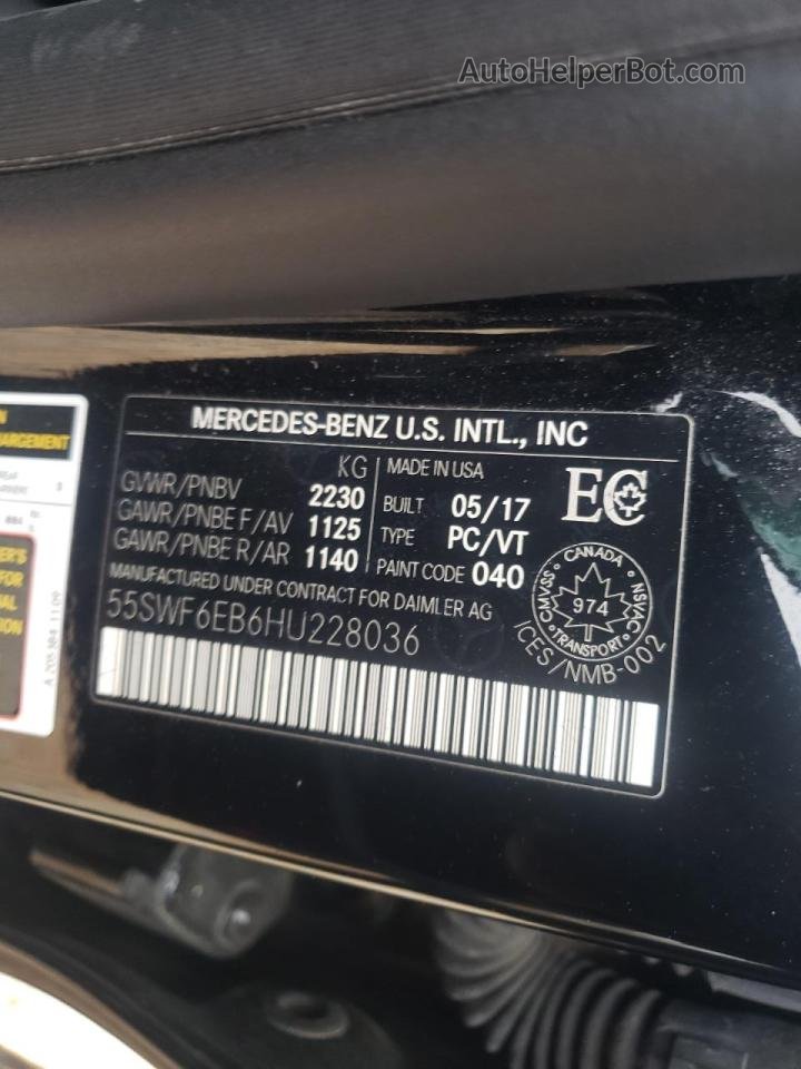 2017 Mercedes-benz C 43 4matic Amg Черный vin: 55SWF6EB6HU228036