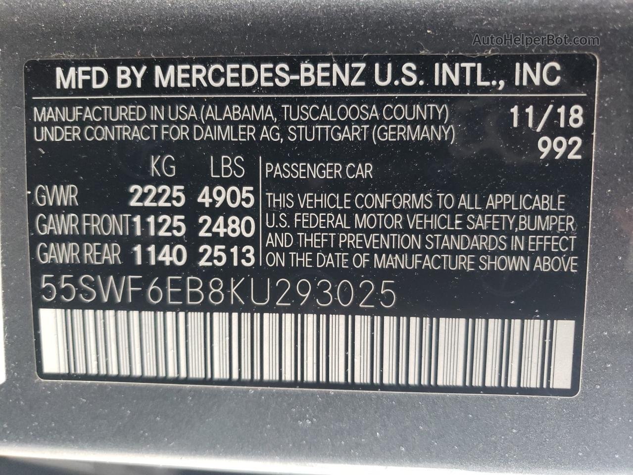 2019 Mercedes-benz C 43 Amg Серебряный vin: 55SWF6EB8KU293025