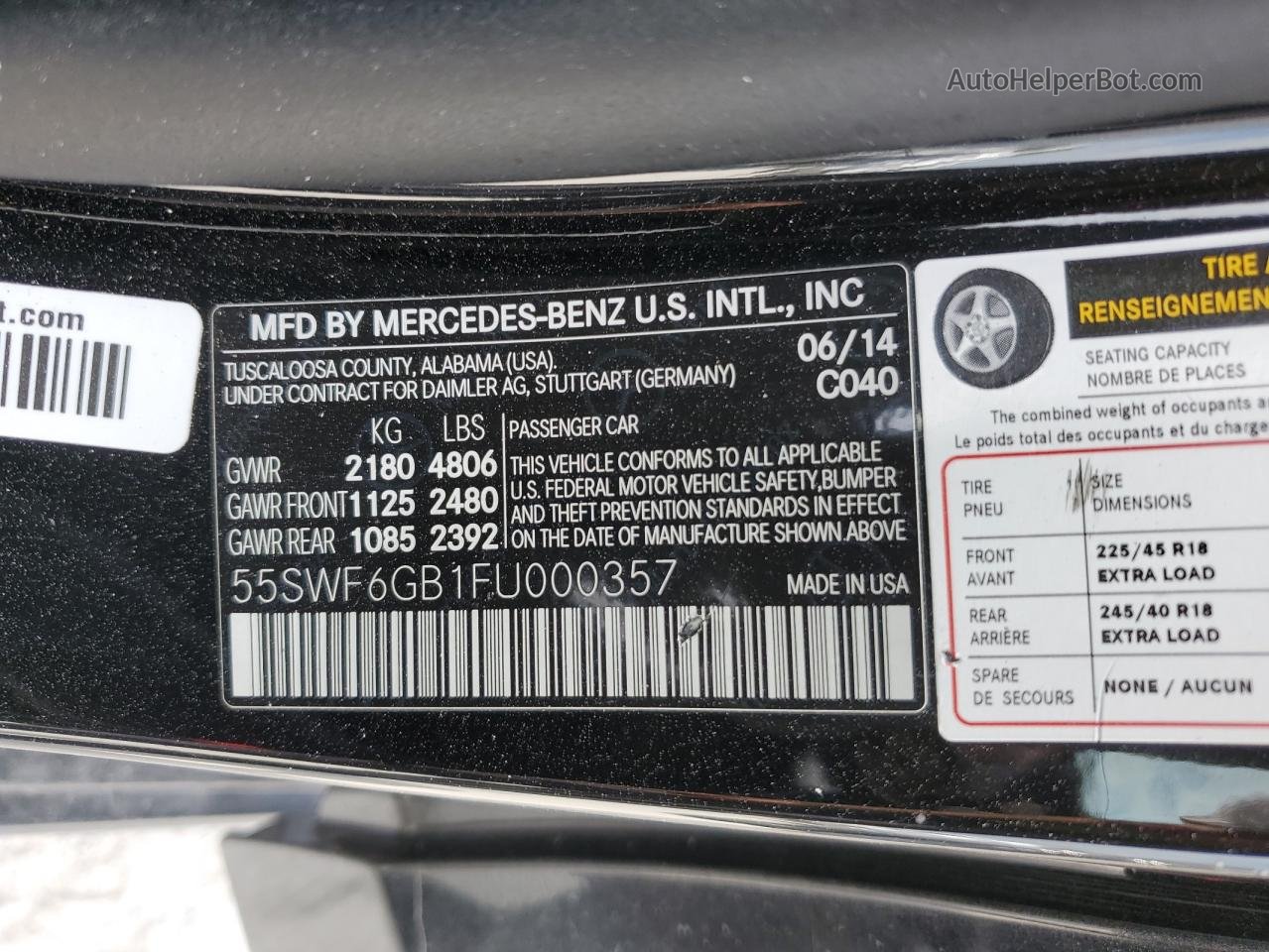 2015 Mercedes-benz C 400 4matic Черный vin: 55SWF6GB1FU000357