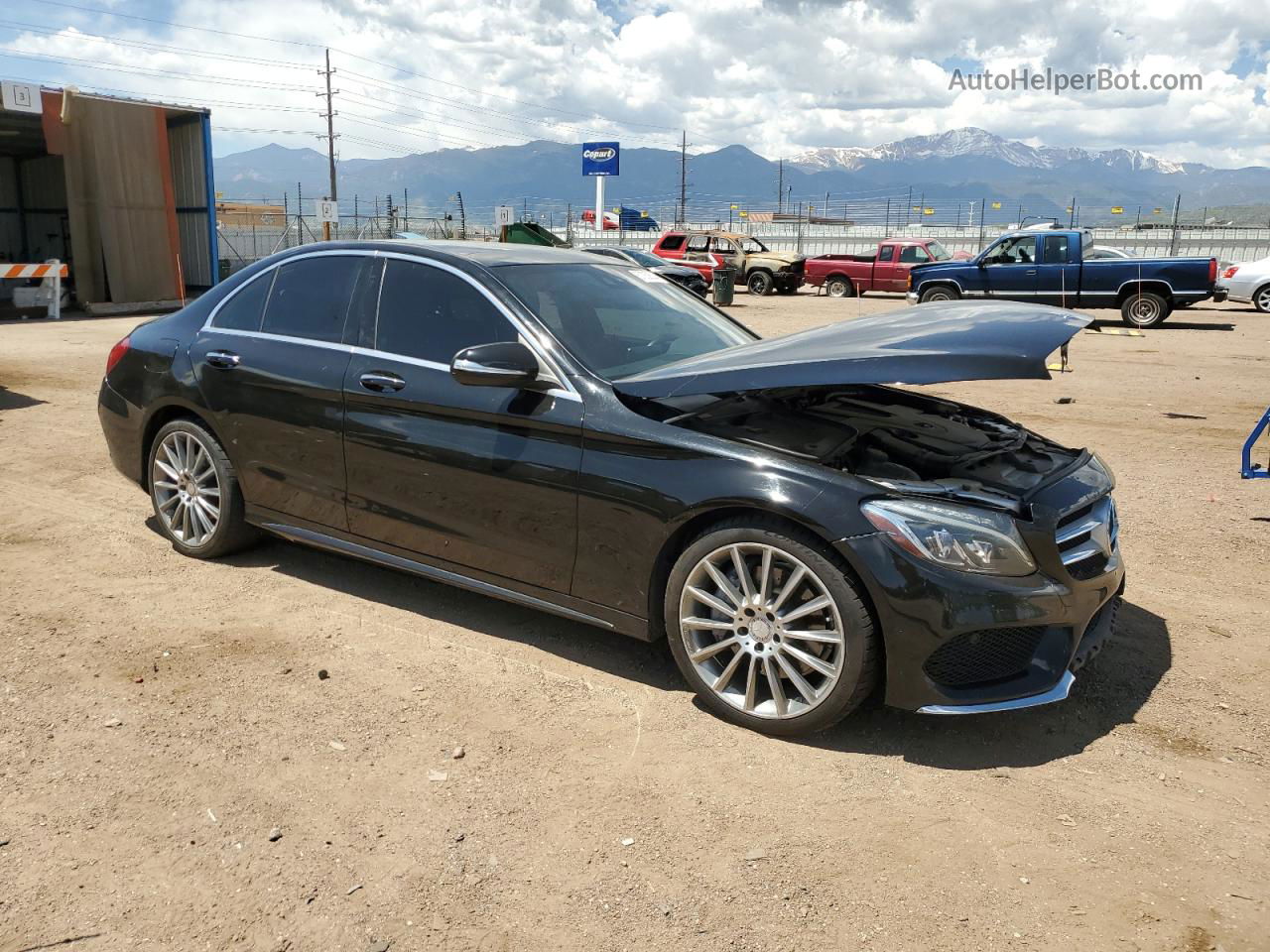 2015 Mercedes-benz C 400 4matic Black vin: 55SWF6GB8FU007774