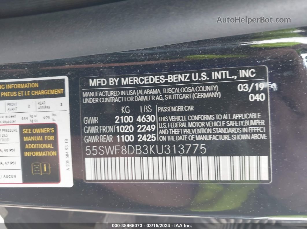 2019 Mercedes-benz C 300   Черный vin: 55SWF8DB3KU313775