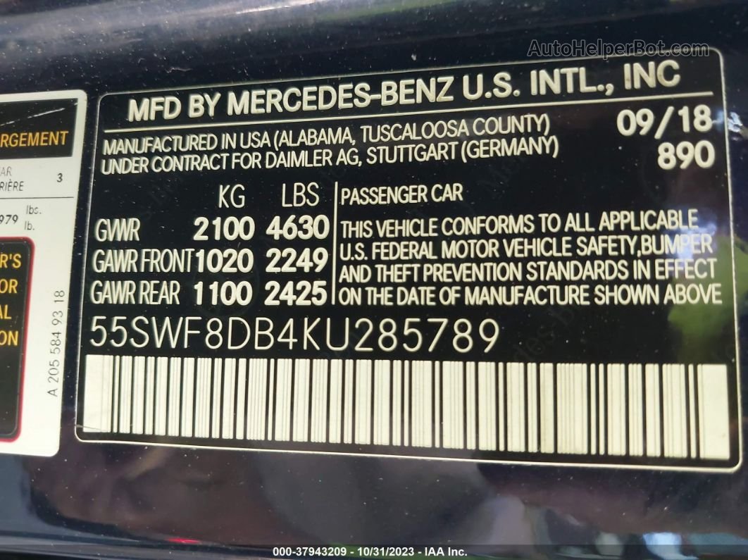 2019 Mercedes-benz C-class C 300 Dark Blue vin: 55SWF8DB4KU285789