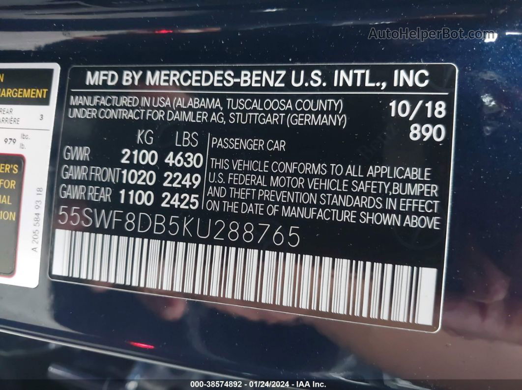 2019 Mercedes-benz C 300   Dark Blue vin: 55SWF8DB5KU288765