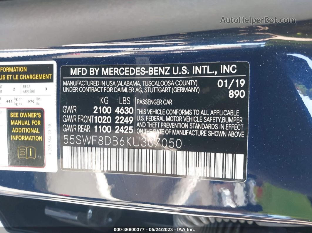2019 Mercedes-benz C-class C 300 Dark Blue vin: 55SWF8DB6KU307050