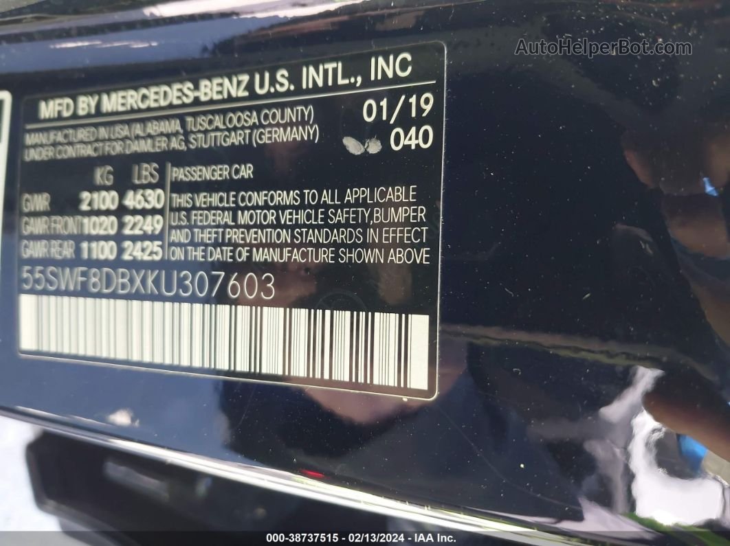 2019 Mercedes-benz C 300   Black vin: 55SWF8DBXKU307603