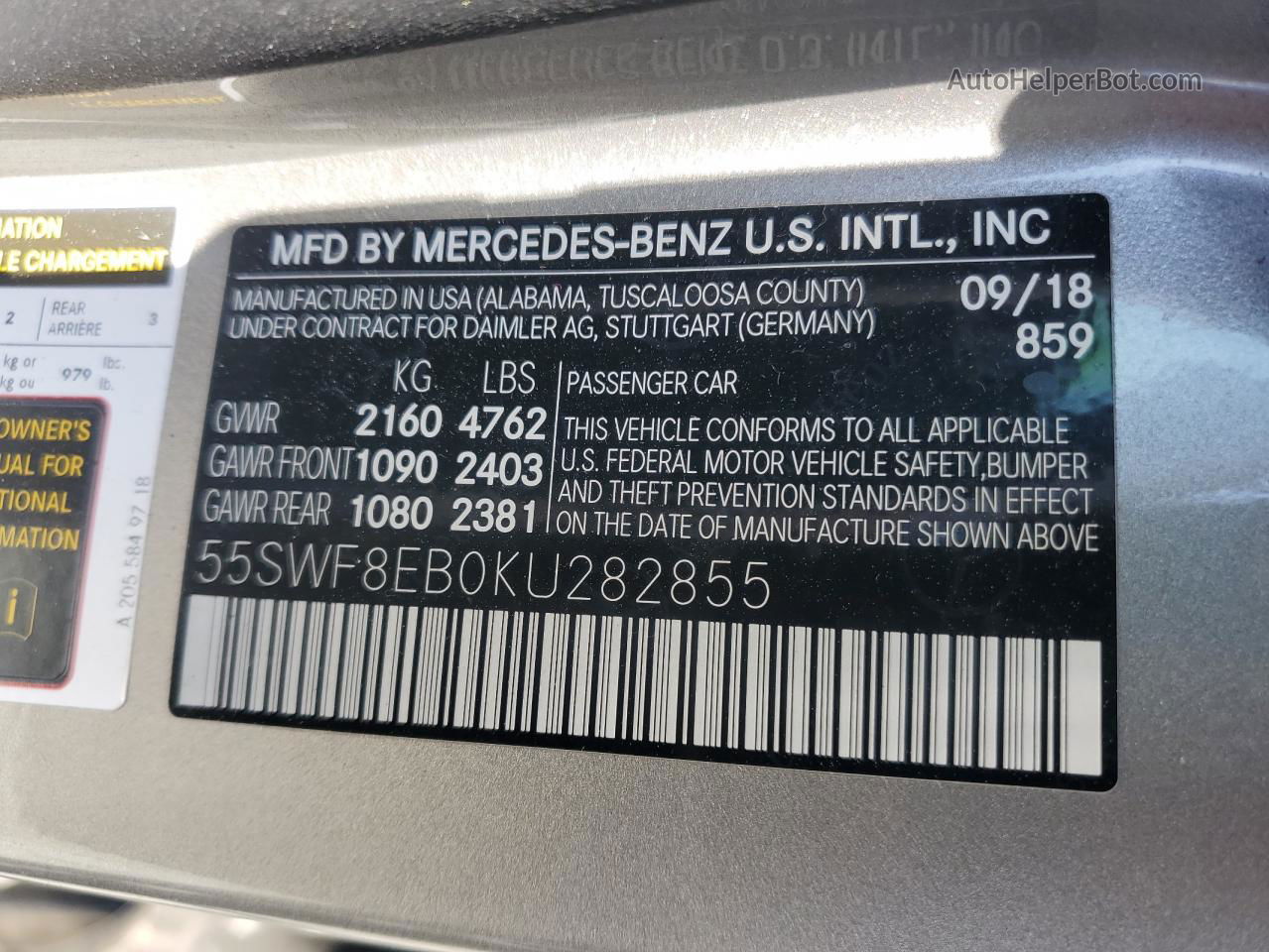 2019 Mercedes-benz C 300 4matic Silver vin: 55SWF8EB0KU282855