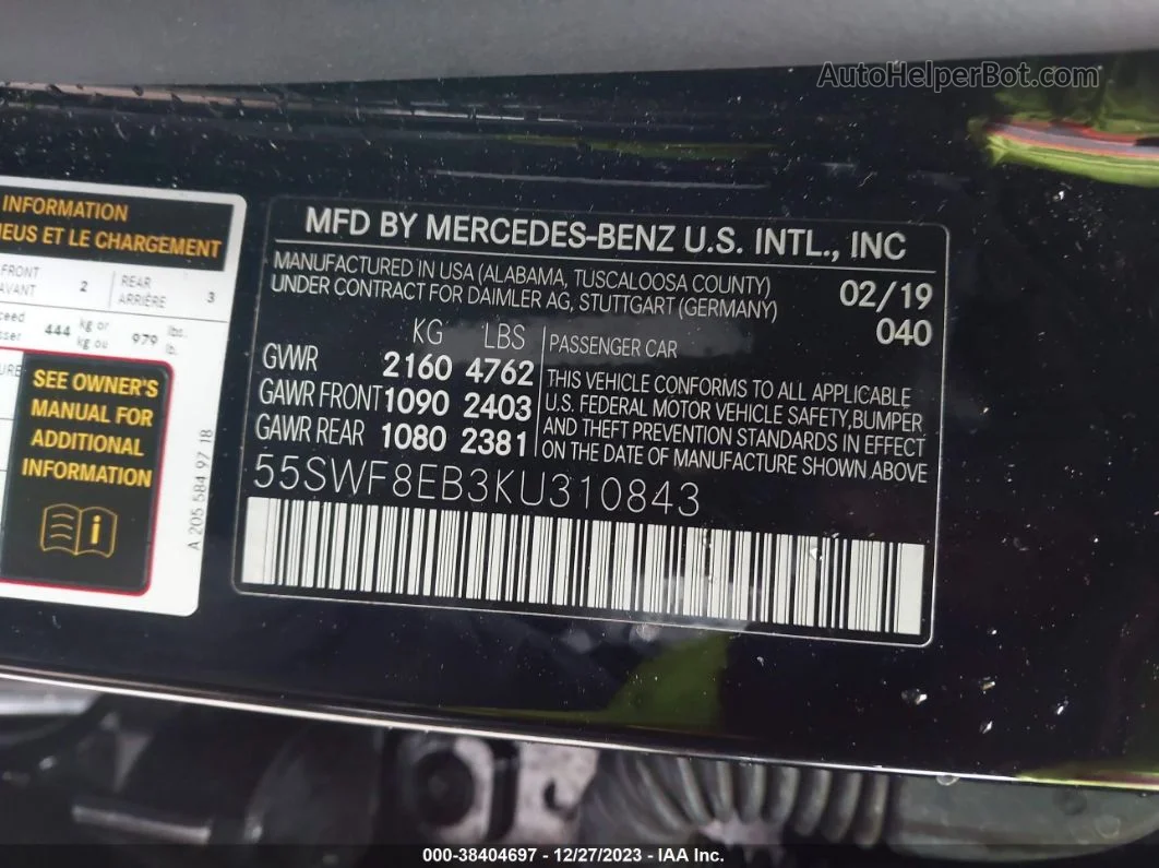 2019 Mercedes-benz C 300 4matic Black vin: 55SWF8EB3KU310843