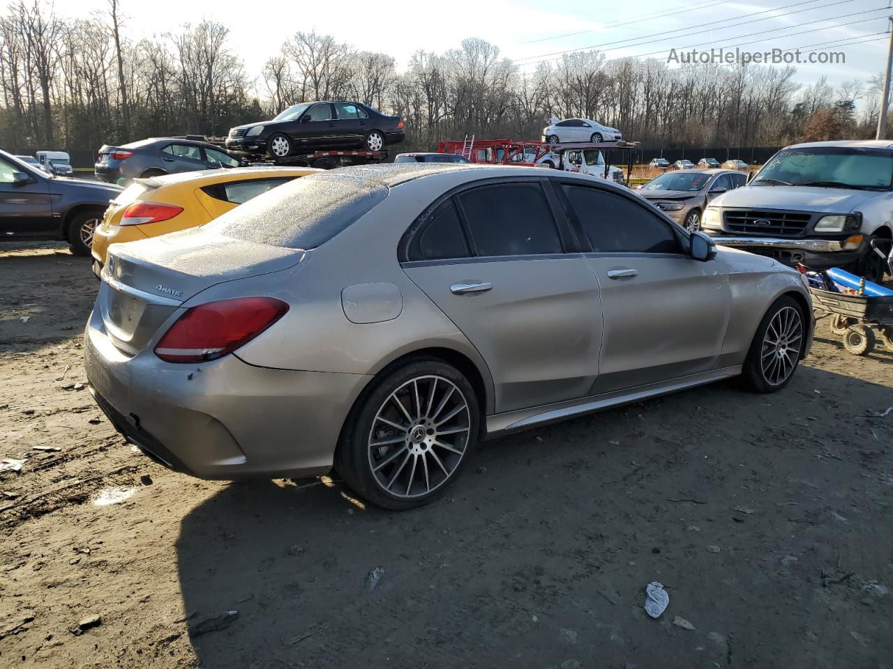 2019 Mercedes-benz C 300 4matic Серебряный vin: 55SWF8EB4KU320331