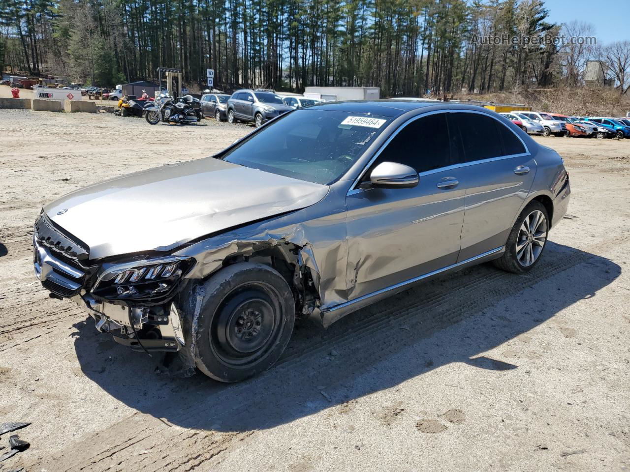 2019 Mercedes-benz C 300 4matic Серый vin: 55SWF8EB7KU304382