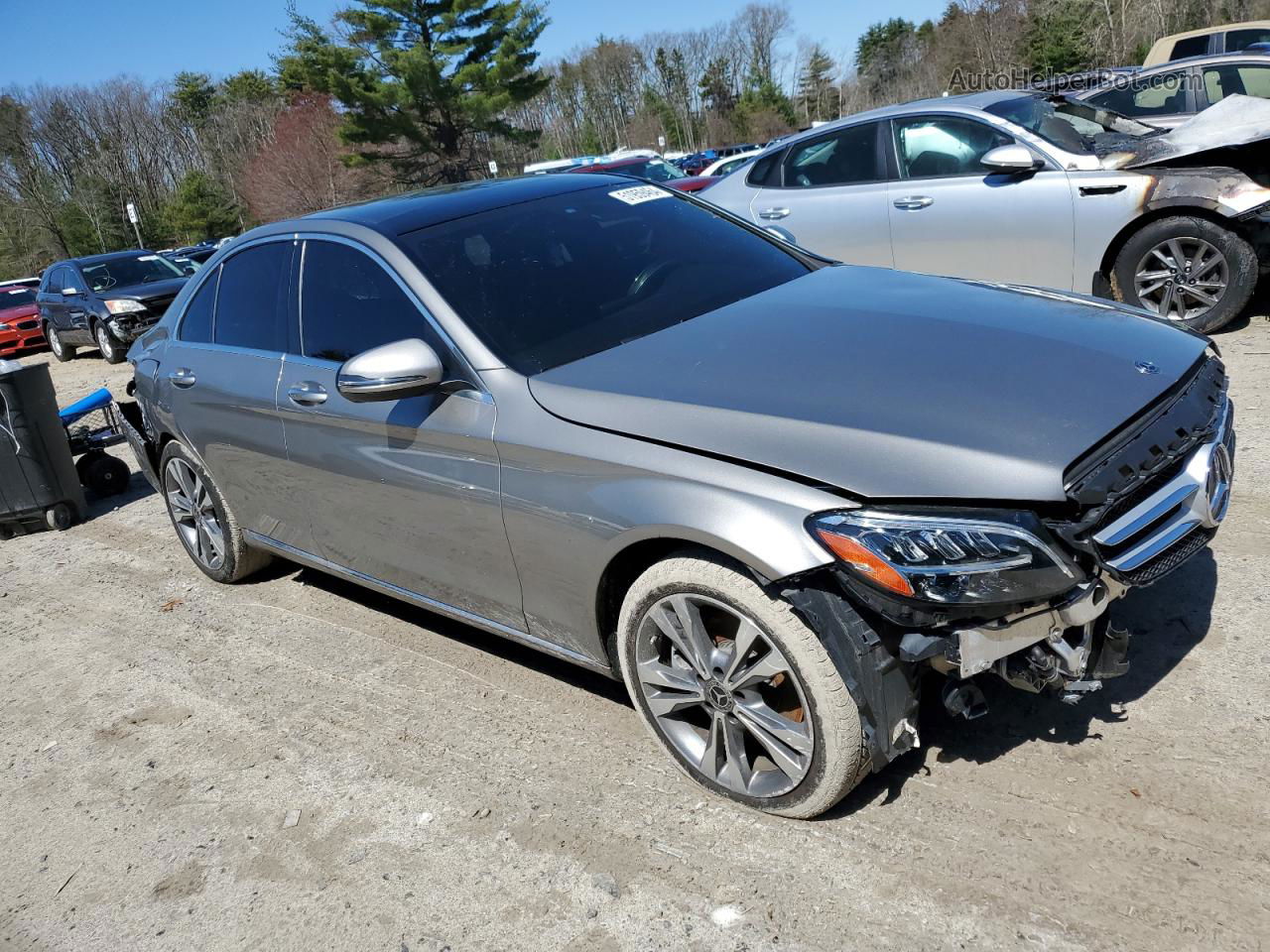 2019 Mercedes-benz C 300 4matic Серый vin: 55SWF8EB7KU304382