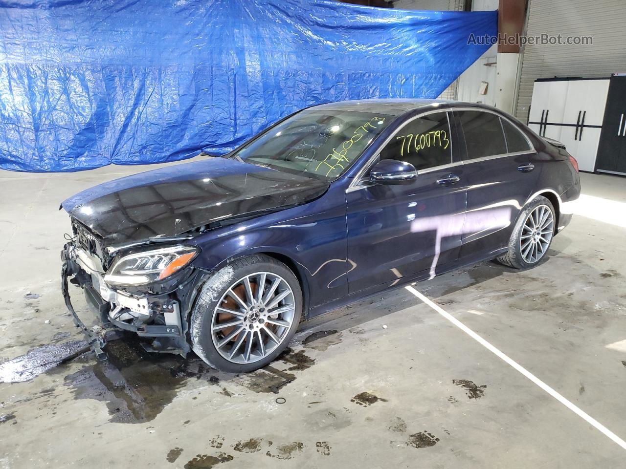 2019 Mercedes-benz C 300 4matic Синий vin: 55SWF8EB9KU297452