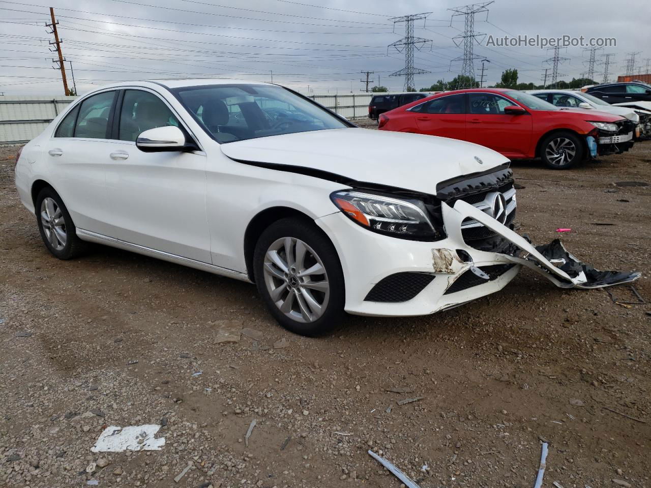 2019 Mercedes-benz C 300 4matic Белый vin: 55SWF8EB9KU308675