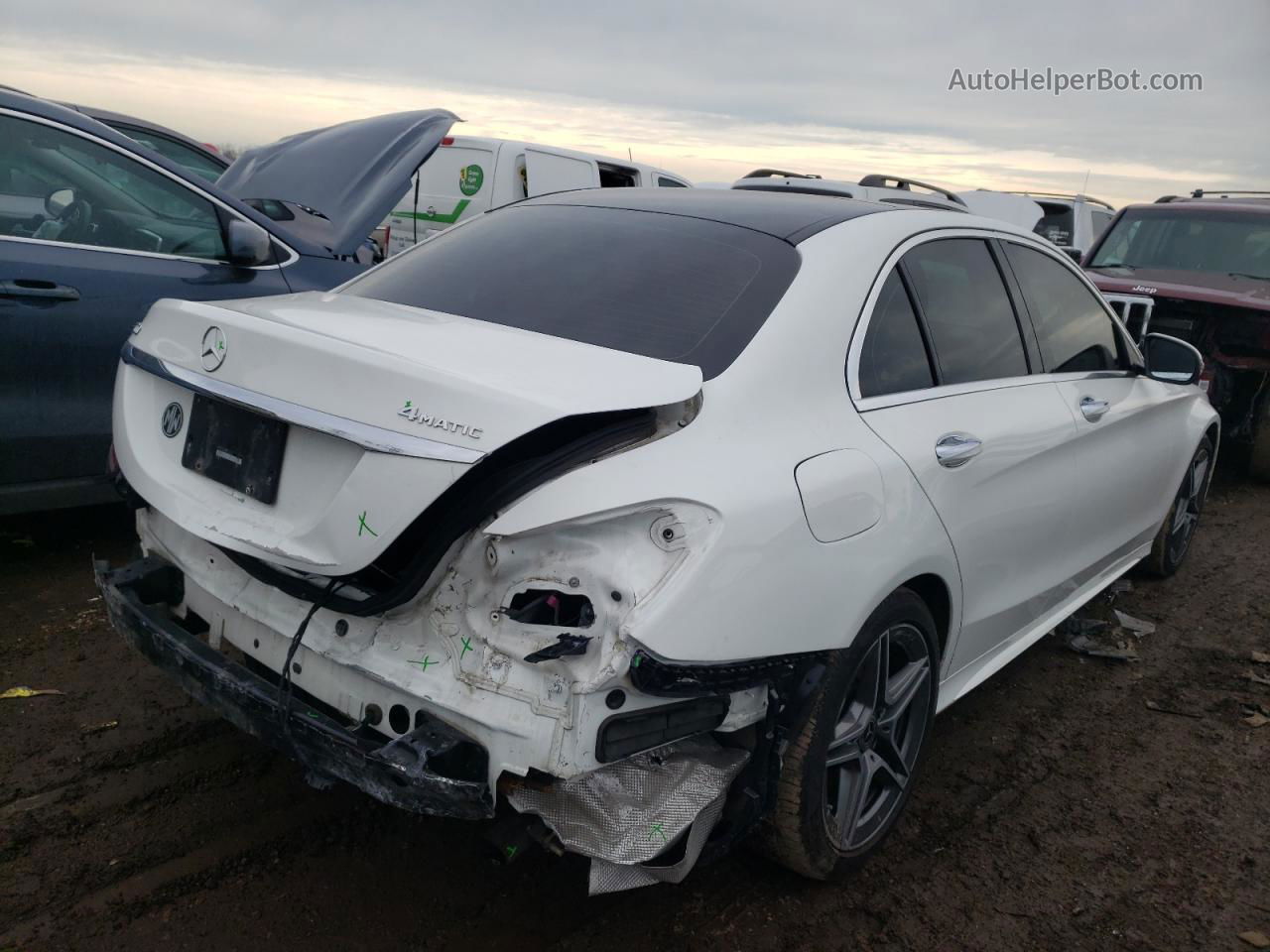 2019 Mercedes-benz C 300 4matic Белый vin: 55SWF8EBXKU289943