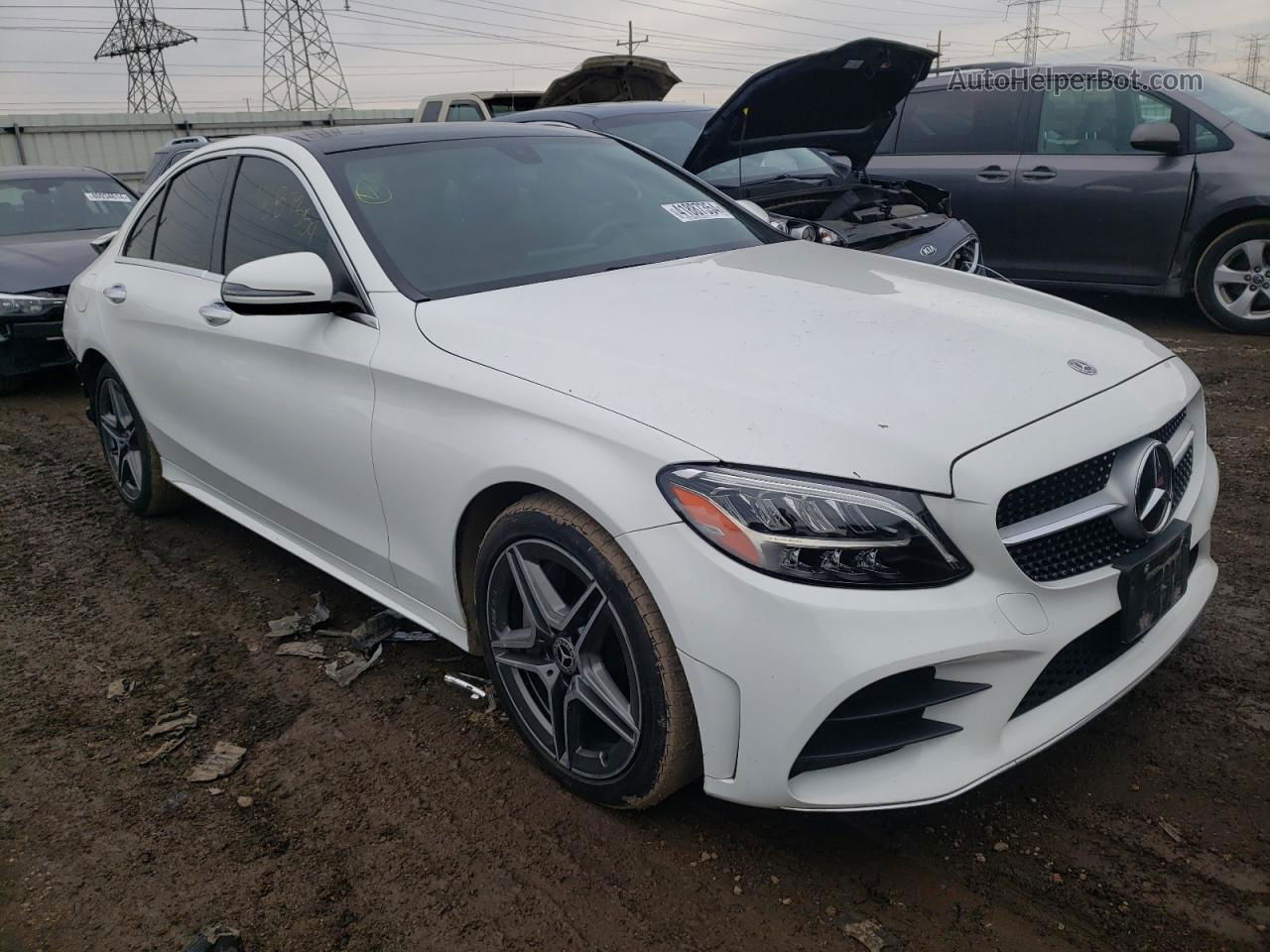 2019 Mercedes-benz C 300 4matic Белый vin: 55SWF8EBXKU289943