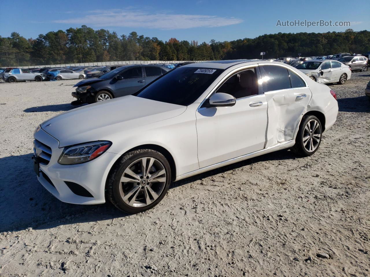 2019 Mercedes-benz C 300 4matic Белый vin: 55SWF8EBXKU304960