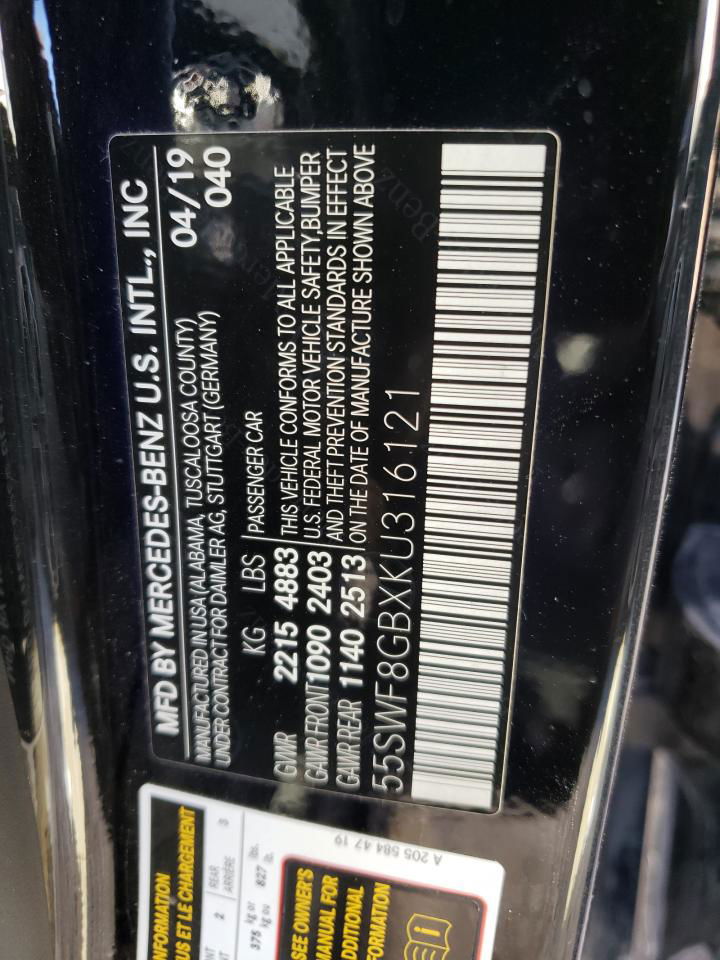 2019 Mercedes-benz C 63 Amg Black vin: 55SWF8GBXKU316121