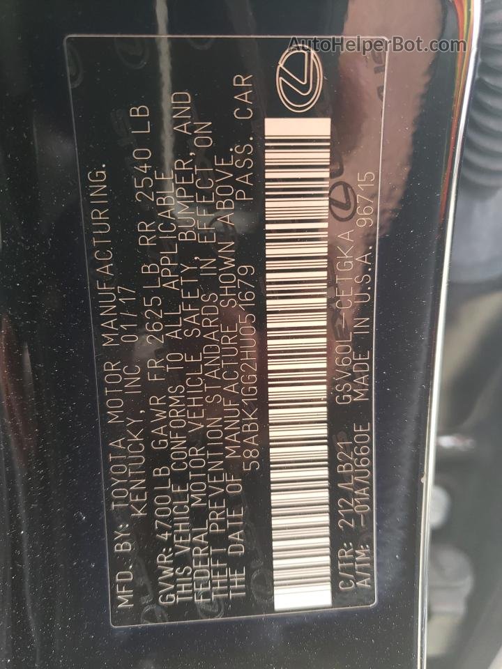 2017 Lexus Es 350 Черный vin: 58ABK1GG2HU051679