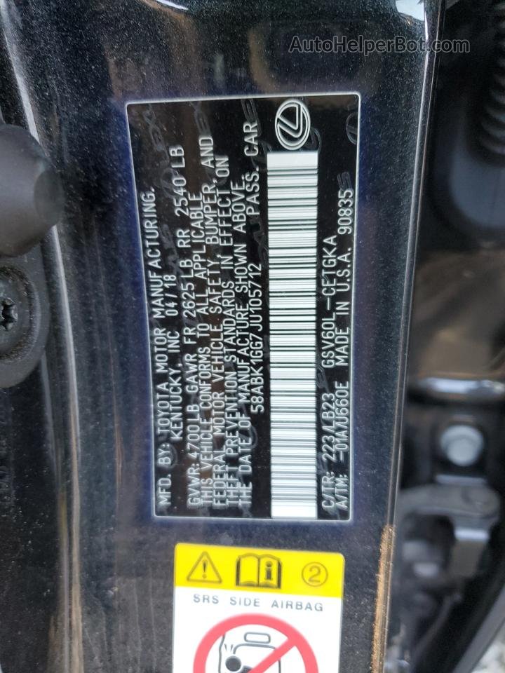 2018 Lexus Es 350 Black vin: 58ABK1GG7JU105712
